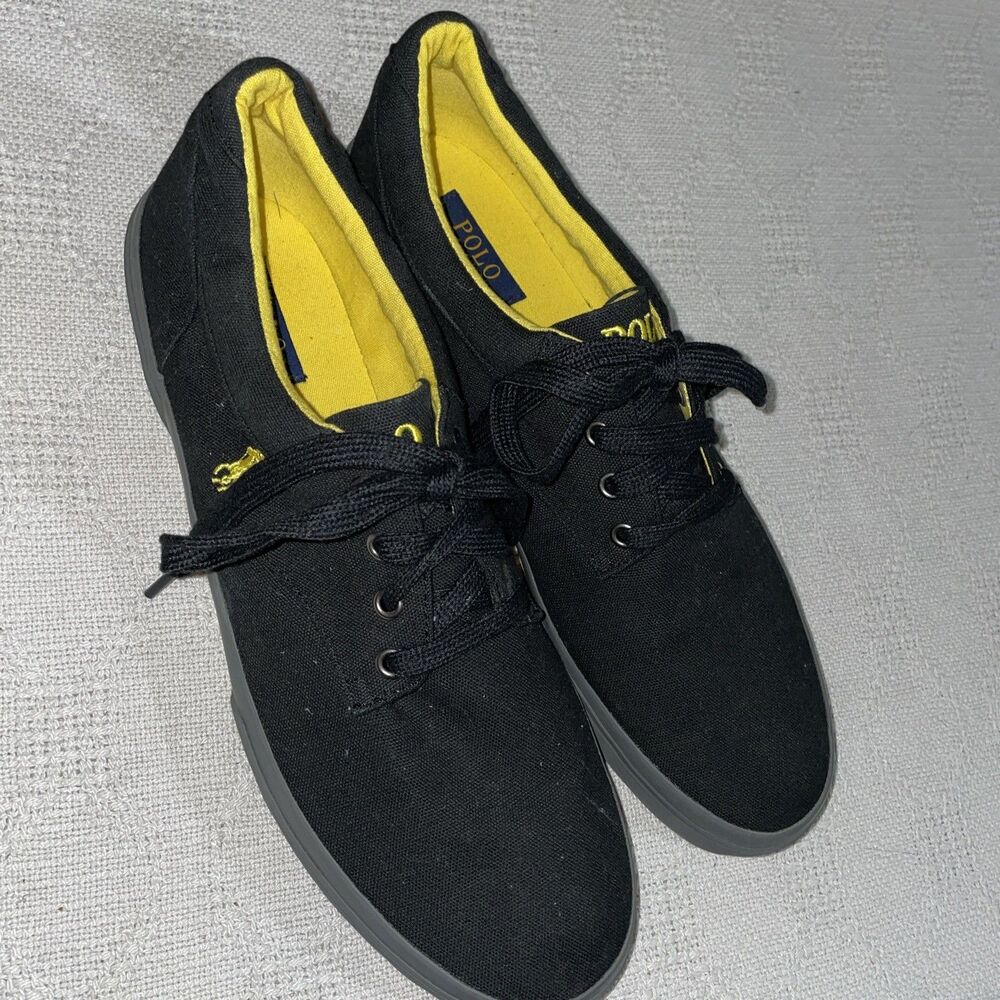 Polo Ralph Lauren Men’s Casual Sneakers Sz 13 D Black Canvas Athleisure Outdoor